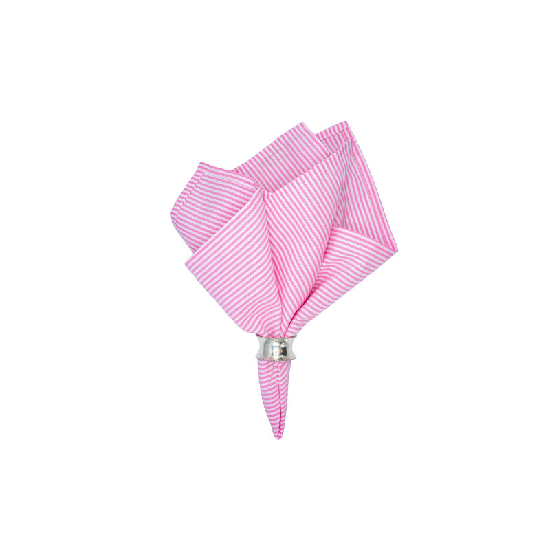 Linen Striped Square Napkin, Pink