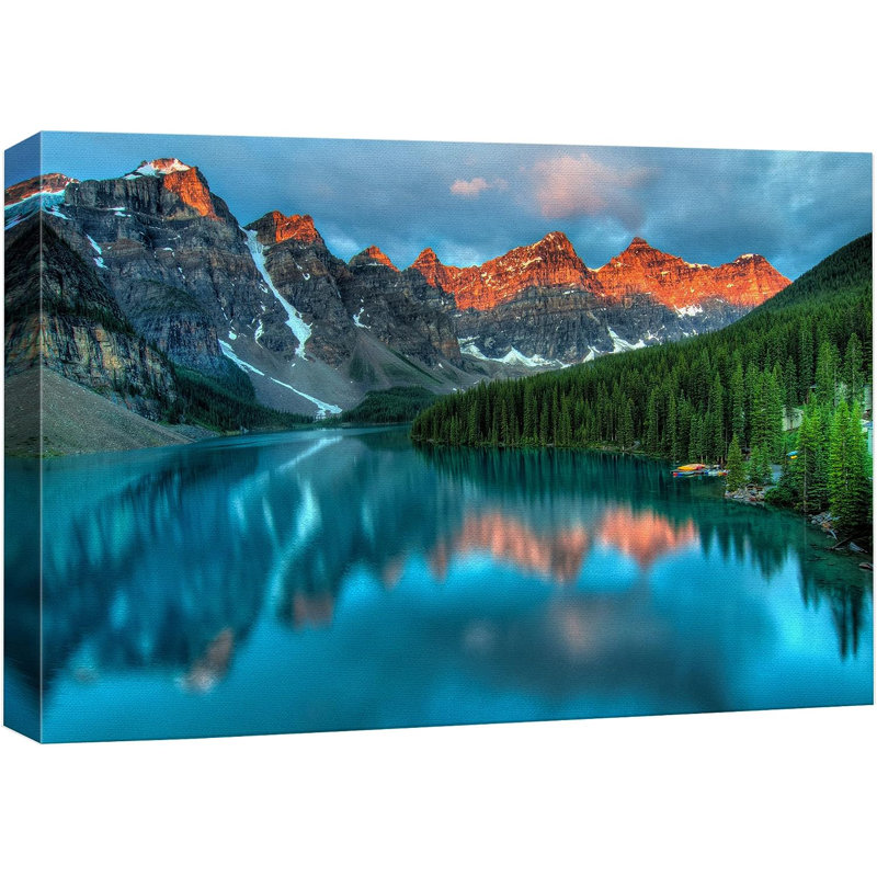 «Nature Landscape Sunset Mountain and Forest Reflection Nature Wilderness», reproduction sur toile