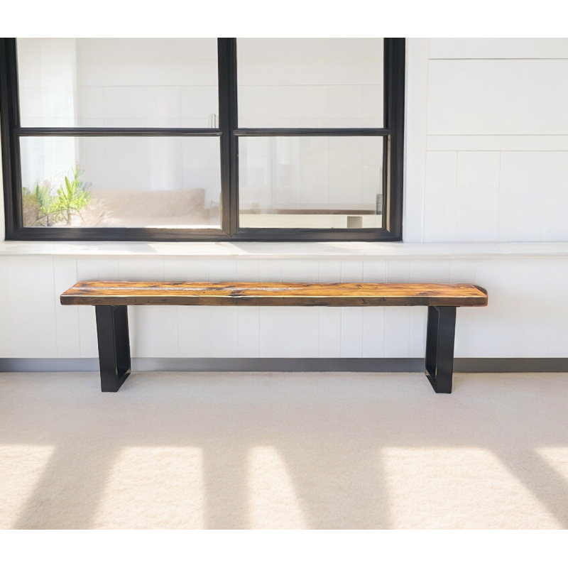 Banc robuste en forêt, H 20 po x l 84 po x P 15 po, Brun