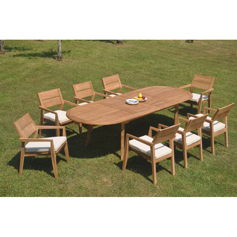 Harva Outdoor 7 - Piece Teak Dining Set, 30.5" H x 82" L x 40" W, 8