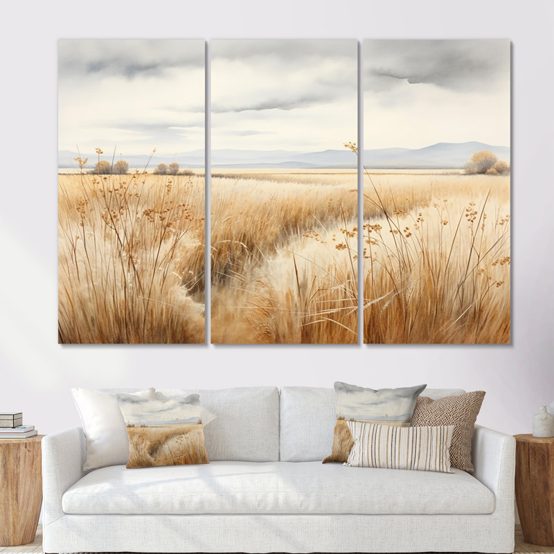 «Prairie Peacefulness Meadows V», ensemble de reproductions d'art mural prairies, H 28 po x l 36 po x P 1 po, Toile tendue