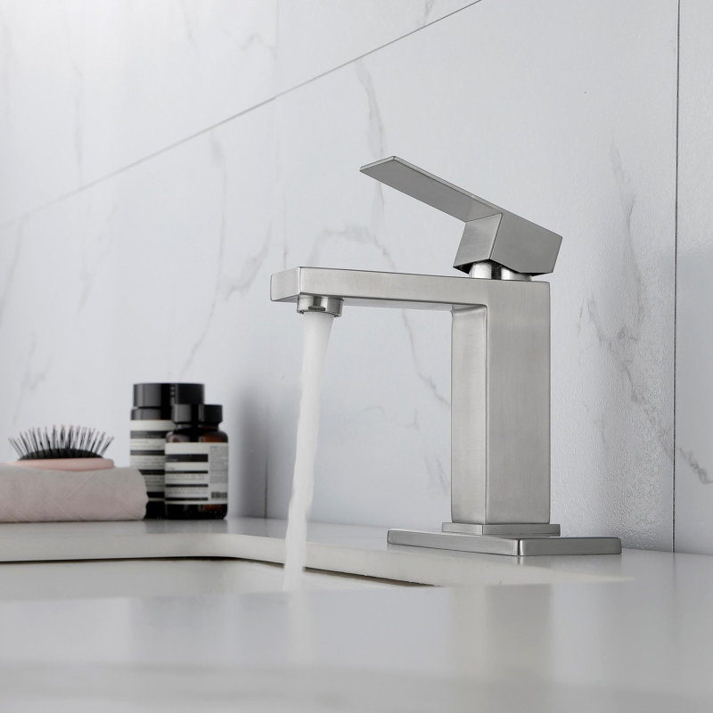 Single Handle Bathroom Vanity Sink Faucet with Waterfall Spout, Brushed Nickel