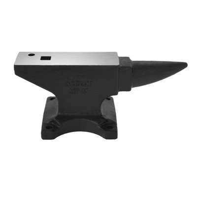 45Lbs Single Horn Cast Steel Anvil, Large Working Countertop & Stable Solid Base, 55Hrc Heat Treated With Round & Square Hole Blacksmith Tool For Metal Forging Shaping Workshop