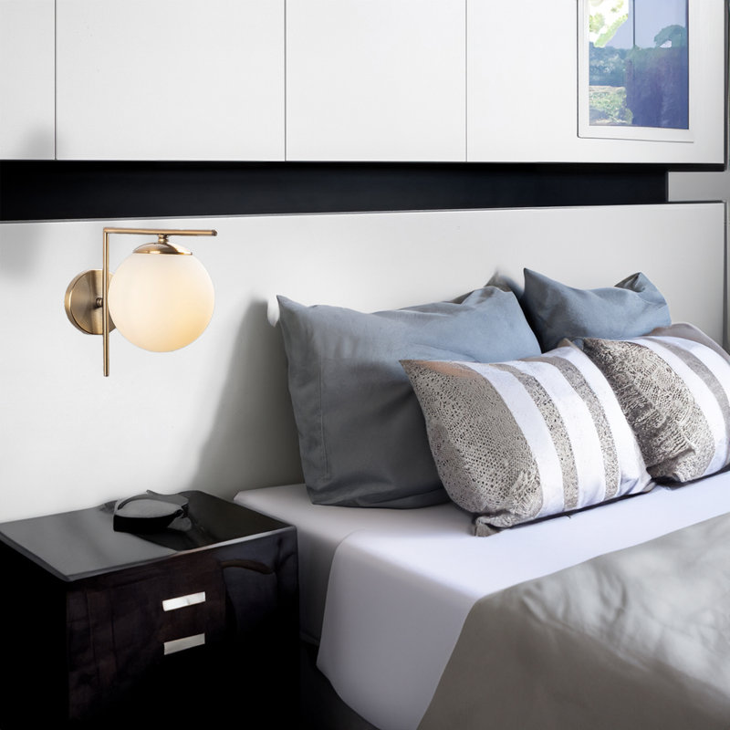 Modern Antique Wall Lamp, Metal Body with Glass Cap, 15 x 11 x 9 in | Max 40W, E14 Socket | Double Insulated, IP20 | Perfect for Glam, Scandinavian, and Hotel Decor | Elegant Lighting Accent for Any Room