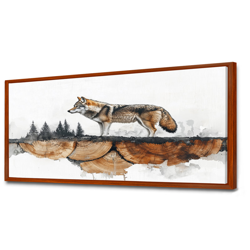 Loup, gardien de la forêt I - loup, art mural, H 28 po x l 60 po, Impression encadrée flottante, Brun