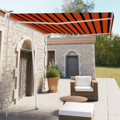 Dakota Fields 117.9cm W x 2.5cm D Orange/Brown Cover Retractable Patio Awning