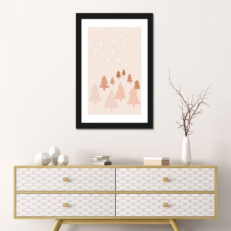 Reproduction d’art, "Winter Forest" par Orara studio, H 24 po x l 16 po x P 1 po, Papier encadré noir, Blanc