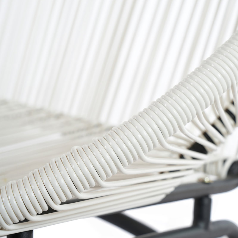 Siège d'extérieur en osier d'extérieur, cadre en rotin et fer blanc, ensemble de 1, White