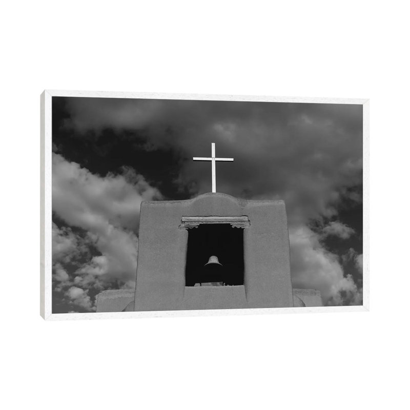 Santa Fe's San Miguel Chapel II by Bethany Young - Print on Canvas, White Framed, 101.6cm H x 152.4cm W x 3.81cm D