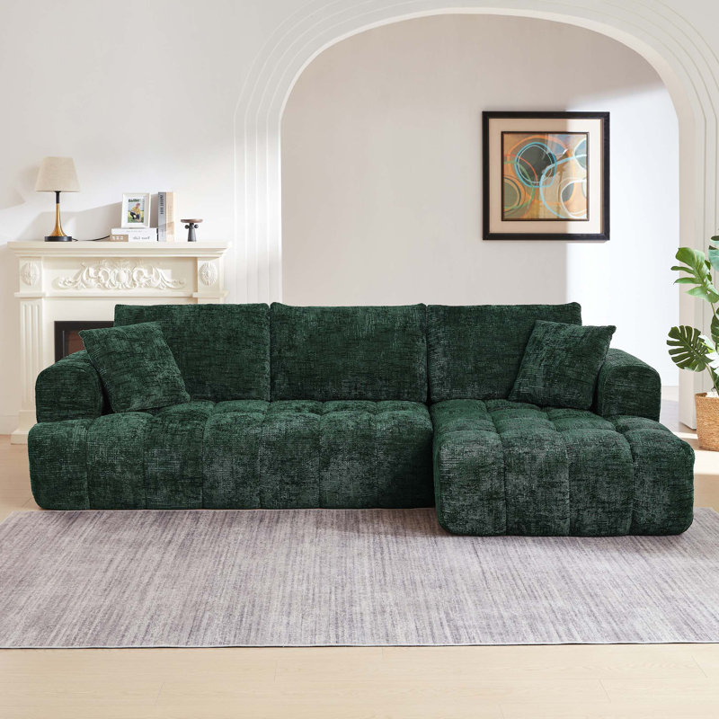 Chenille L-Shape Luxury Sectional Oversized Sofa,Mnimalist Design,Comfy Sleeper Couch for Living Room,Apartment&Reception Spaces,No Assembly Required
