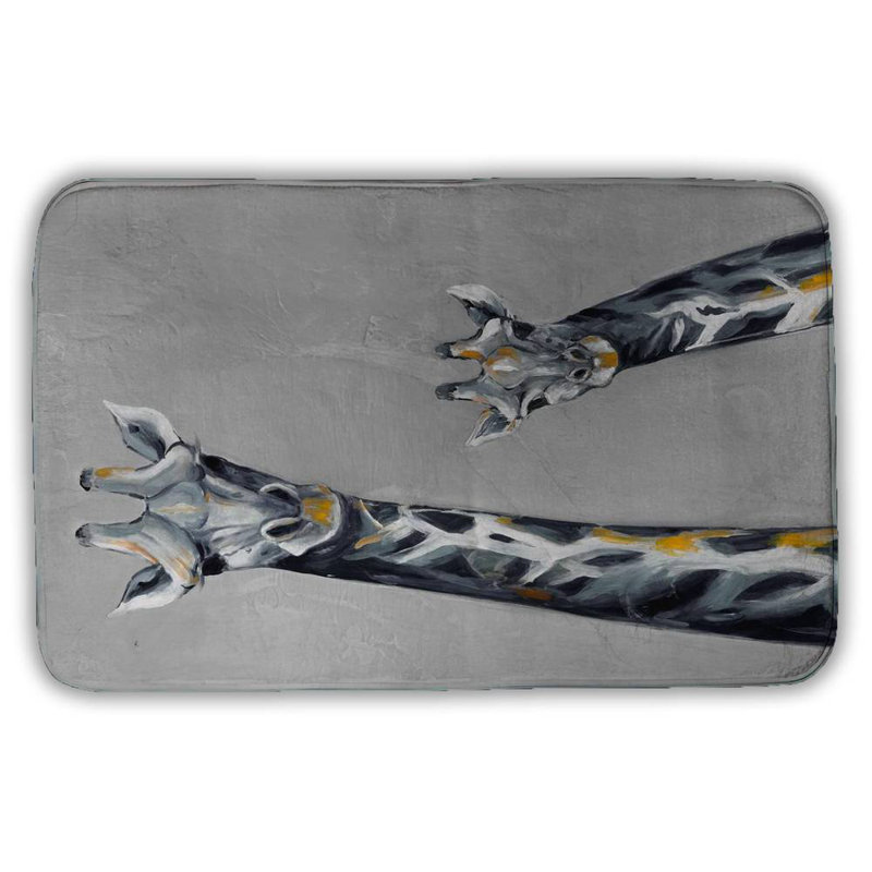 Steel blue giraffe Bath Mat with Non-Slip Backing - Quick Dry Memory Foam Bathroom Rug - Absorbent - Modern Plush Spa-Style - Machine Washable
