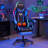 Hoffree LED Ergonomic Gaming Chair with Bluetooth Speakers and Vibration Lumbar Pillow-69741809