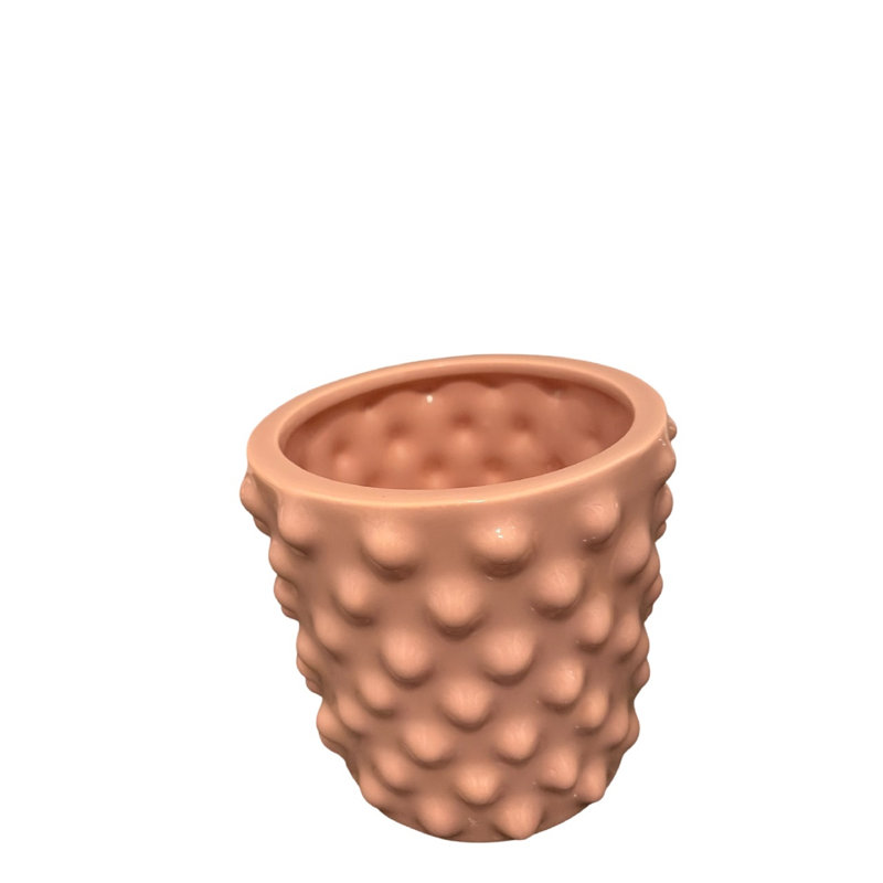 Pot à fleur en céramique Kim, H 5,25 po x l 6,5 po x P 6,5 po, Rose poudreux