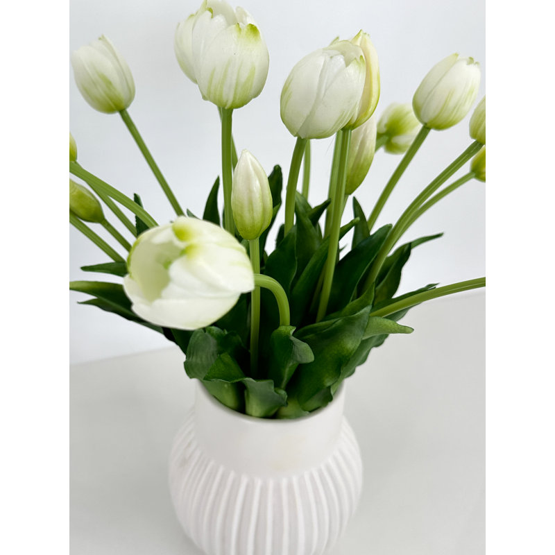 5 vraies tulipes artificielles, Blanc