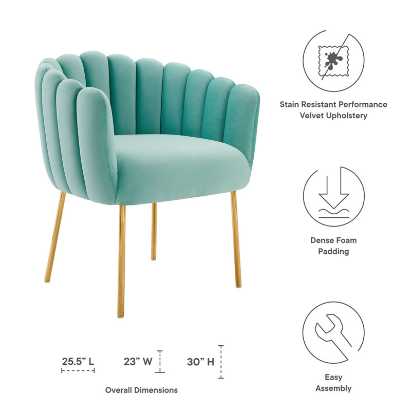Fauteuil Sanna Channel, Velours vert menthe