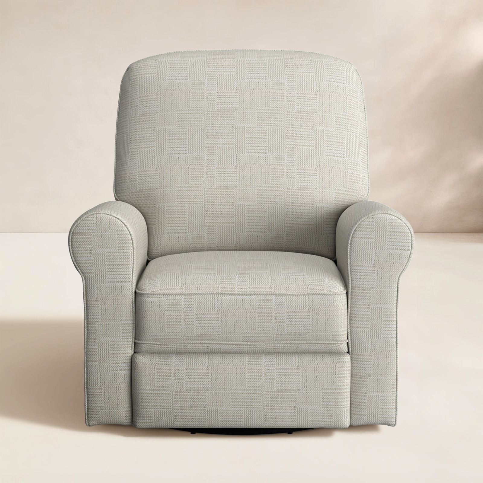 Anastasia Upholstered Swivel Reclining Glider, Colley Snow Performance