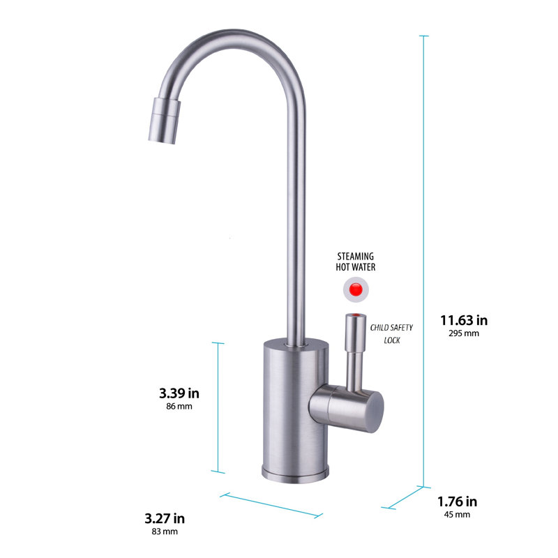 Robinet à une poignée pour système de distribution d'eau chaude, Nickel brossé