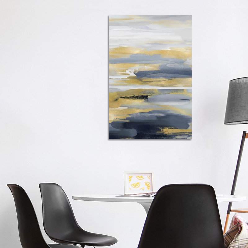 Intuition Blue And Gold II by Jackie Hanson - Wrapped Canvas Print, 101.6 cm H x 66.04 cm W x 1.91 cm D