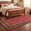 Tapis traditionnel Alder à motif floral intégral, couleur marine, orange, or, vert, crème, ivoire, lavable à la machine, antidérapant, à poils courts, adapté à l'intérieur et à l'extérieur, pour salon, chambre, salle à manger, entrée, couloir, bureau.-96487763