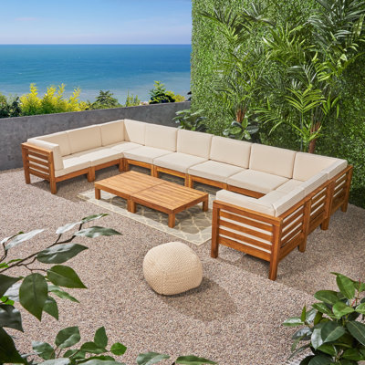 Ensemble de conversation modulaire avec coussins 12 pièces Ajanai