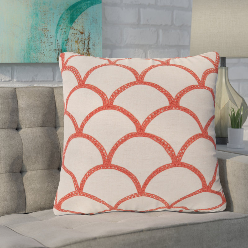Coussin décoratif à chevauchement, H 18 po x l 18" x P 4 po, Coquelicot, Polyester