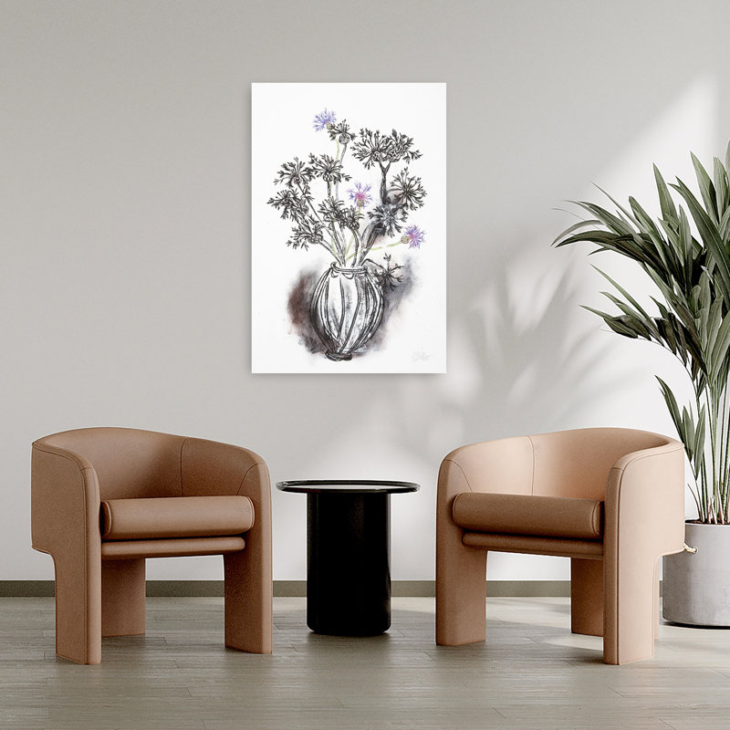 Art contemporain contemporain coloré délicat avec fleur rose délicate, H 36 po x l 24 po