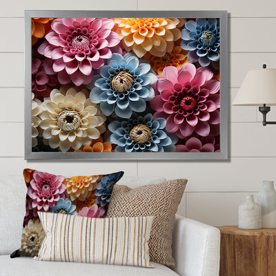 Multicolore Zinnias Mixed Collage II sur toile