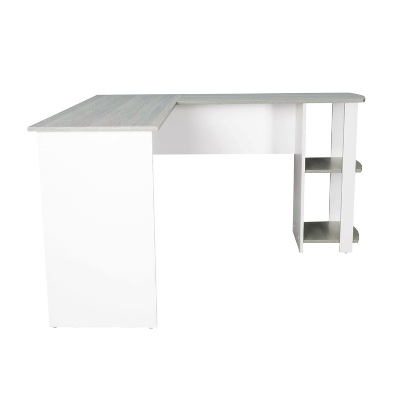 Bureau d'ordinateur moderne en L gris, bureau d'ordinateur