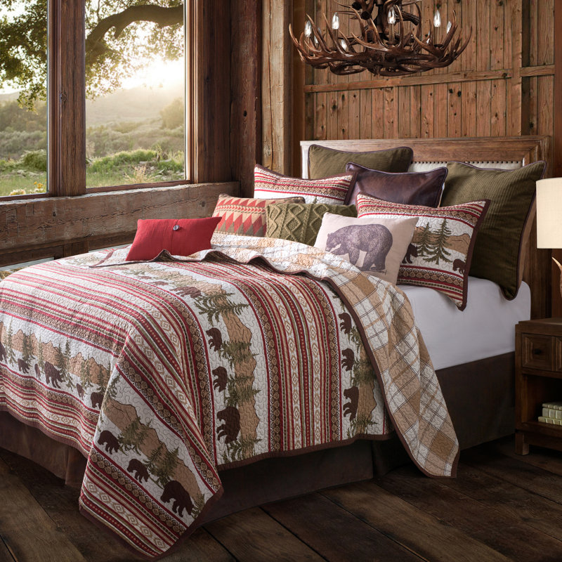 Bear Trail Cotton Twill Quilt, Queen Quilt + 2 Shams