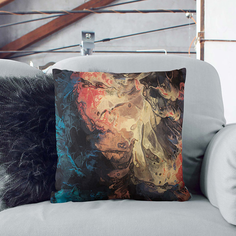 Abstract Square Throw Cushion, Stone, 40cm H x 40cm W x 15cm D