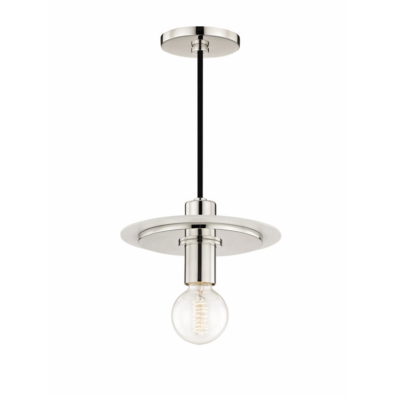 Milo 1-Light Pendant, 4.25" H x 9" W x 9" D, White, Polished Nickel