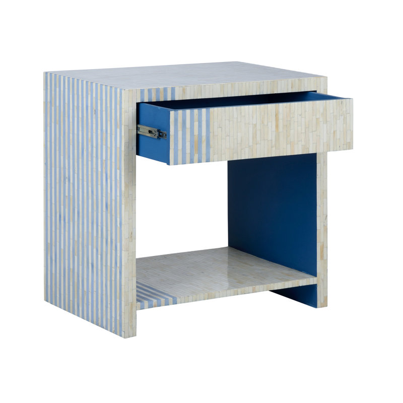 End Table, Blue/Cream