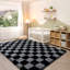 Tapis à carreaux noir et gris avec un envers antidérapant ultra-doux, adapté aux salons, aux chambres et aux chambres de bébé.-2030541860-2030541884
