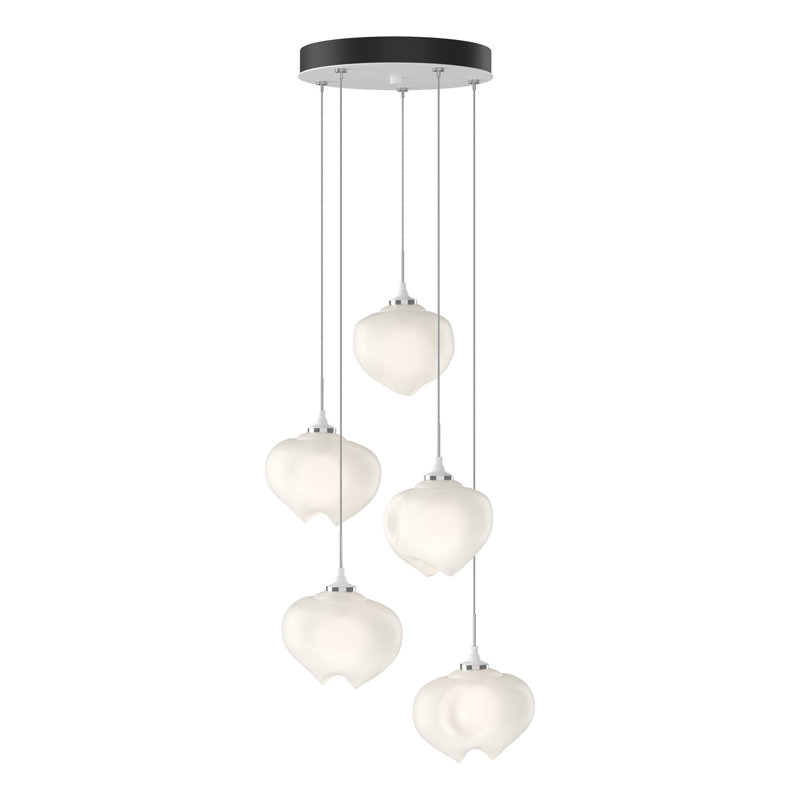 Ume 5 - Light Cluster Geometric Pendant, White, Frosted, 10" - 80"