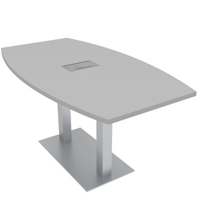 Boat Shaped Conference Table with Double Metal Post Base | Electrical Unit