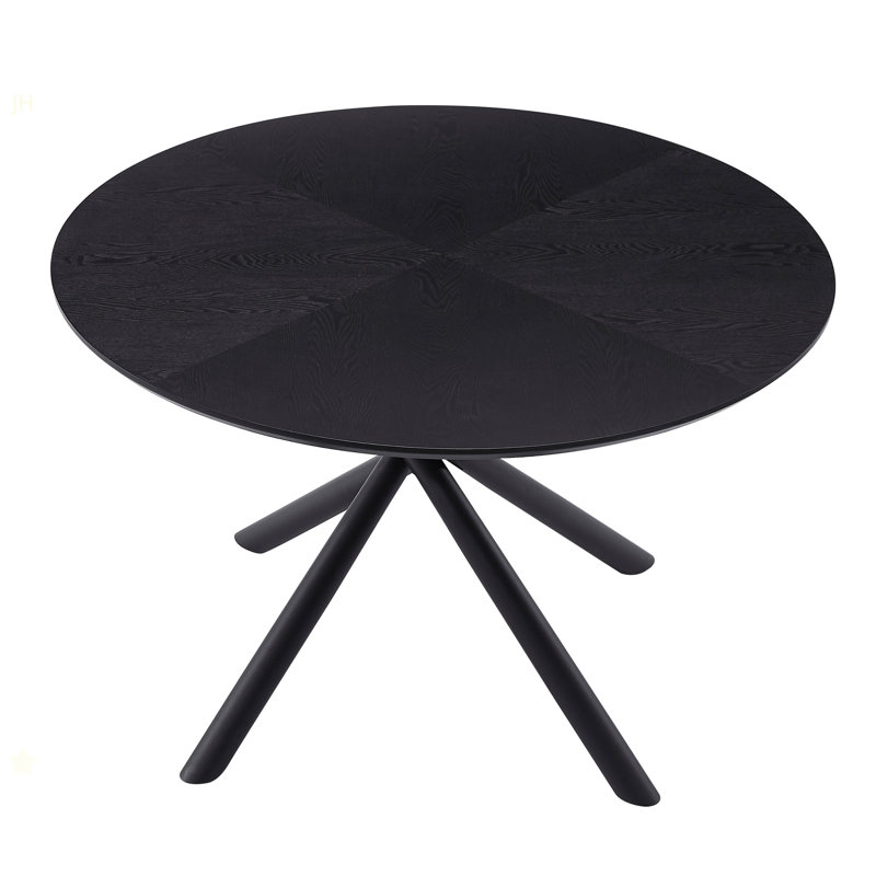 53.14'' Round MDF Coffee Table End Table Short Leisure Tea Table Cross Legs Metal Base, Easy To Assemble,BLACK, Black