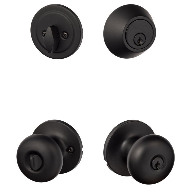 Durango Entry Knobset with KA Deadbolt, Flat Black