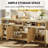 65.8" Fluted sideboard Adjustable 3-Tier with Fluted Doors and Gold Handle for Kitchen, Entryway, Dining Room-1109426865