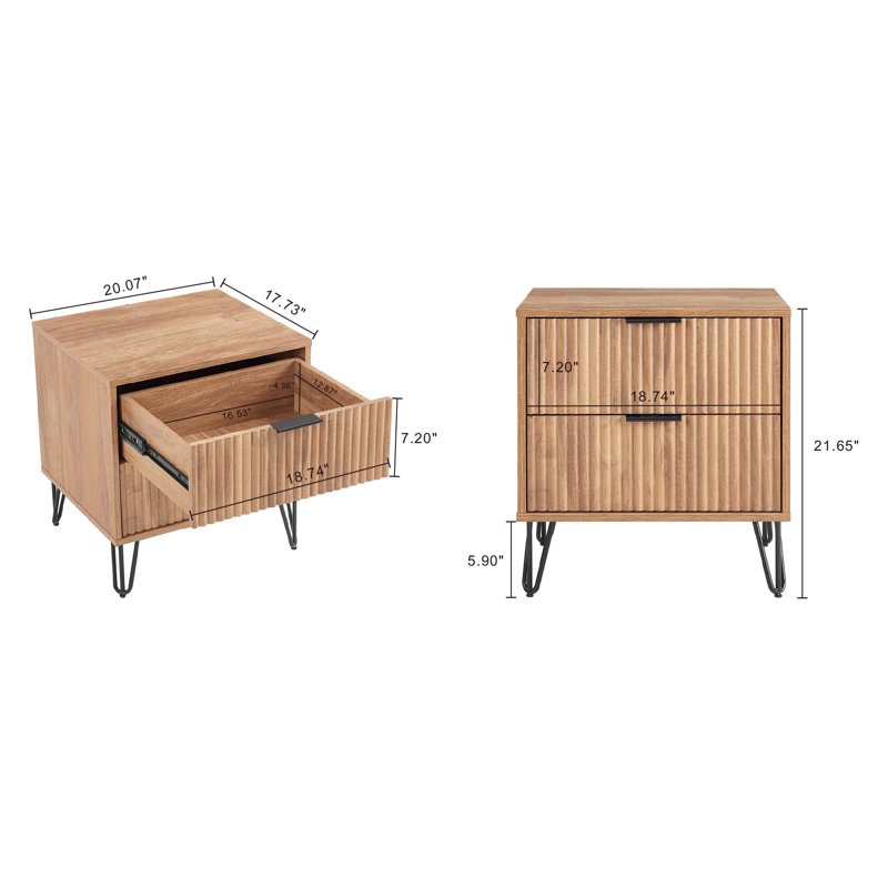 Gafita 20.07'' W Nightstand, Golden Brown, Set of 2
