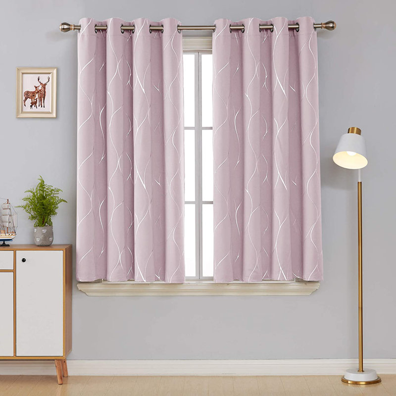 Kellda Thermal Room Darkening Polyester Curtain Panels , Lavender Pink, 42" W x 45" L