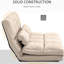 Lit convertible beige, chaise de plancher pliante avec 2 coussins, réglable, peu encombrant et confortable - beige