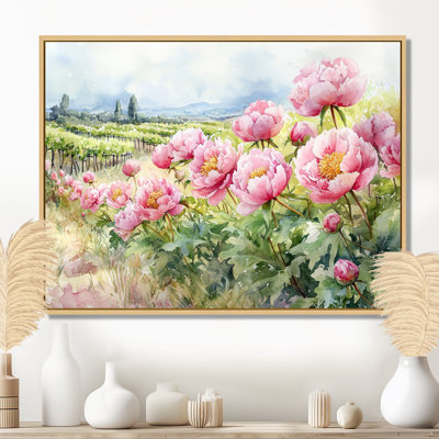 Ivoire, pivoines le long du vignoble II - pivoines, art mural
