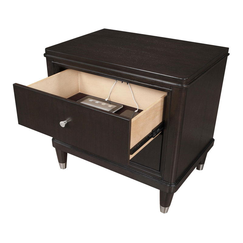 Table de chevet 2 tiroirs brun