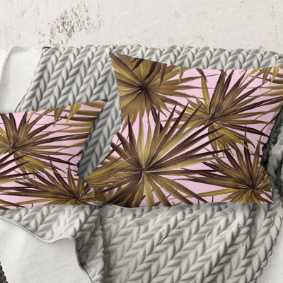 Coussin Tropical Leaves On - rose