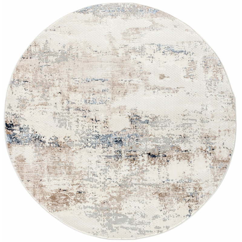 Allaryce Cotton Abstract Indoor Rug, Round 5'3"
