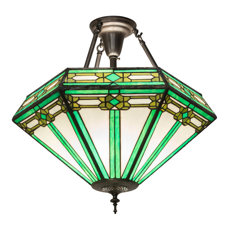 22" Wide Arts & Crafts Semi-Flushmount
