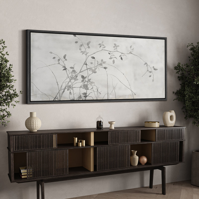 «Elegant Botanical Shadow Silhouettes», reproduction sur toile, H 30 po x l 60 po, Noir, noir, noir, noir