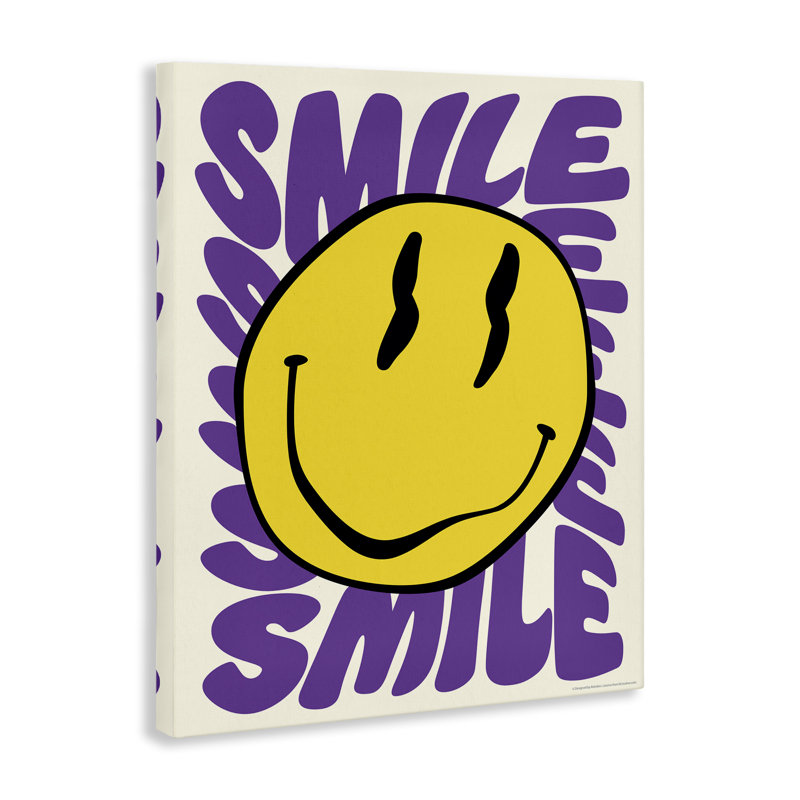 «Groovy Smile Typographie», art mural sur toile par Reinders, H 48 po x l 36 po