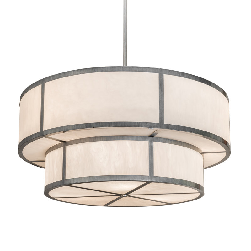 Jayne 6-Light Beige and Nickel Drum Pendant
