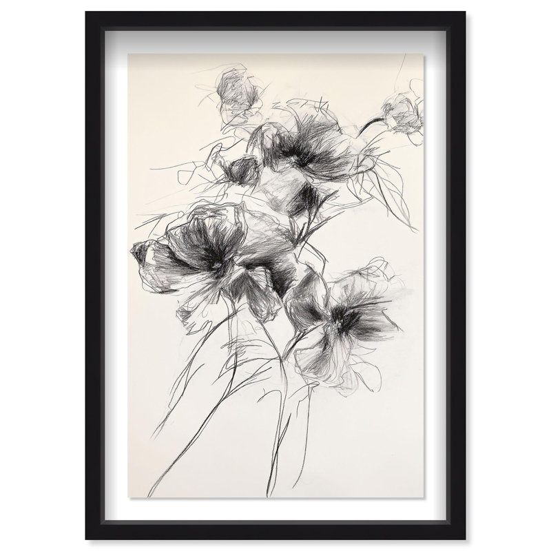 Oliver Gal Pencil Blossom II Floral & Botanical - Luxury Shadowbox Framed Wall Art, 25.5" H x 17.5" W, Black